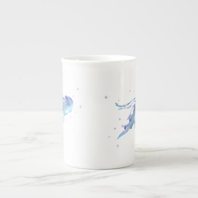 Quallenmalerei mit Zitat-Tasse Prozellantasse (Vorderseite)