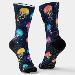Quallenmedusa Chalk Zeichne Muster Schwarz Socken