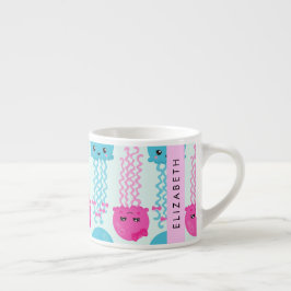 Quallenmuster, Niedliche Quallen, Meer, Ihr Name Espressotasse