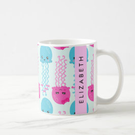 Quallenmuster, Niedliche Quallen, Meer, Ihr Name Kaffeetasse
