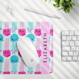 Quallenmuster, Niedliche Quallen, Meer, Ihr Name Mousepad