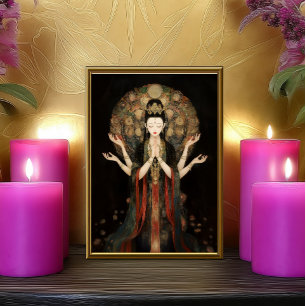 Quan Yin: Buddhistische Göttin Dark Art Nouveau Po Fotodruck