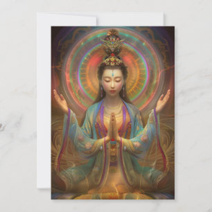 Quan Yin Bunte psychedelische Göttinnen-Kunst Einladung