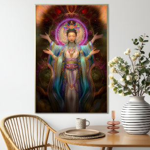 Quan Yin Colorful Visionary Goddess Art Poster