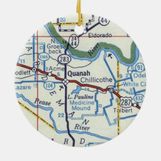 Quanah Texas Vintag Map Keramik Ornament