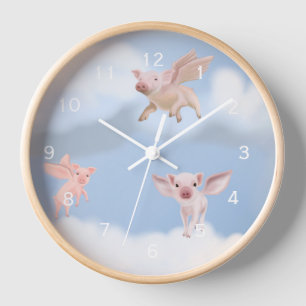 Quand les cochons volent horloge murale