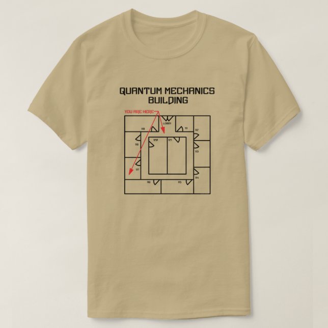 Quantenmechanik-Gebäude T-Shirt (Design vorne)