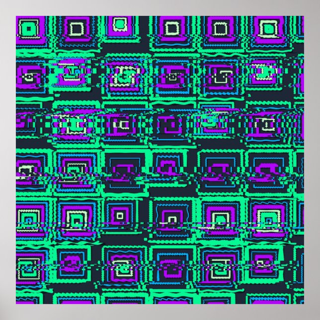Quantenphysik-Geometrisches Glitch-Muster  Poster (Vorne)