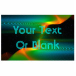 Quantenverschmelzung Fotoskulptur Magnet<br><div class="desc">Ein blaues, grünes und orangefarbenes Fraktal mit Sternen. Eine Fraktal-Interpretation des Quantenphysik-Konzepts der Quantenverwicklung. Fügen Sie Ihren eigenen Text hinzu.</div>
