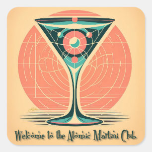 Quantenverschränkung Atomic Martini Club Cocktail Quadratischer Aufkleber