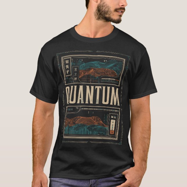 QUANTUM Abstrakt Science Waves | Grunge Retro T-Shirt (Vorderseite)