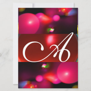 QUANTUM-BLASEN-MONOGRAMM rot schwarz pink Einladung