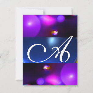 QUANTUM BUBBLE MONOGRAMM lila blau Einladung