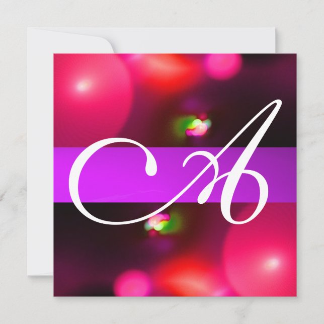 QUANTUM BUBBLE MONOGRAMM lila Einladung (Vorderseite)