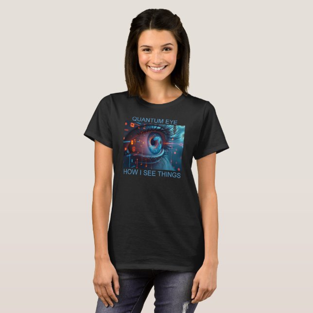 Quantum Eye Damen schwarzes T-Shirt (Vorne ganz)