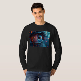Quantum Eye Herren Langarm schwarzes T-Shirt