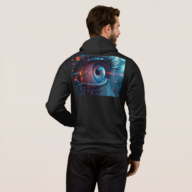 Quantum Eye Männer Bella schwarzer Kapuzenpullover Hoodie (Schwarz voll)