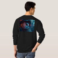 Quantum Eye Männer lange Ärmel schwarzer T - Shirt