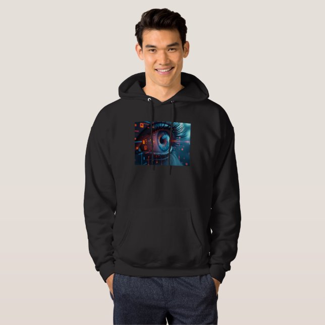 Quantum Eye Männer schwarz gekratztes Sweatshirt (Vorne ganz)