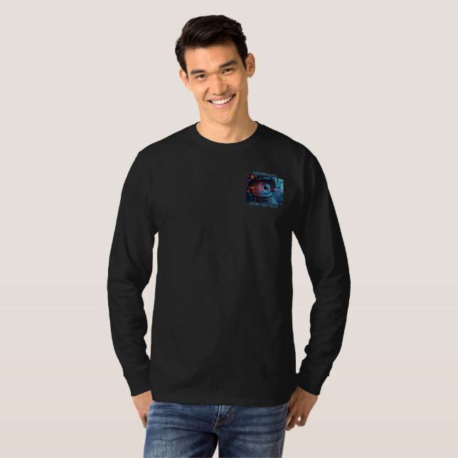 Quantum Eye Tech Herren schwarz langarm Shirt mit  (Vorne ganz)