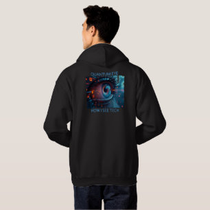 Quantum Eye Tech Herren schwarze Kapuzenjacke Rück Hoodie