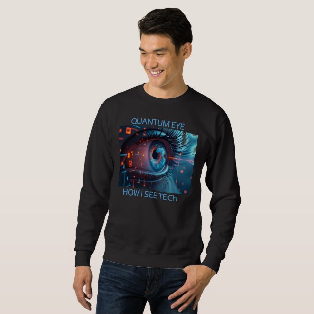 Quantum Eye Tech Herren schwarzes Sweatshirt (Vorne ganz)