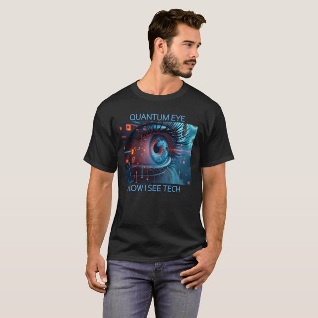 Quantum Eye Tech Männer Schwarzer T - Shirt (Vorne ganz)