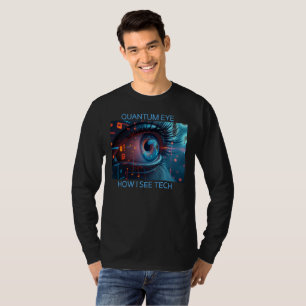 Quantum Eye Tech Männer schwarzes Langarm-T-Shirt T-Shirt