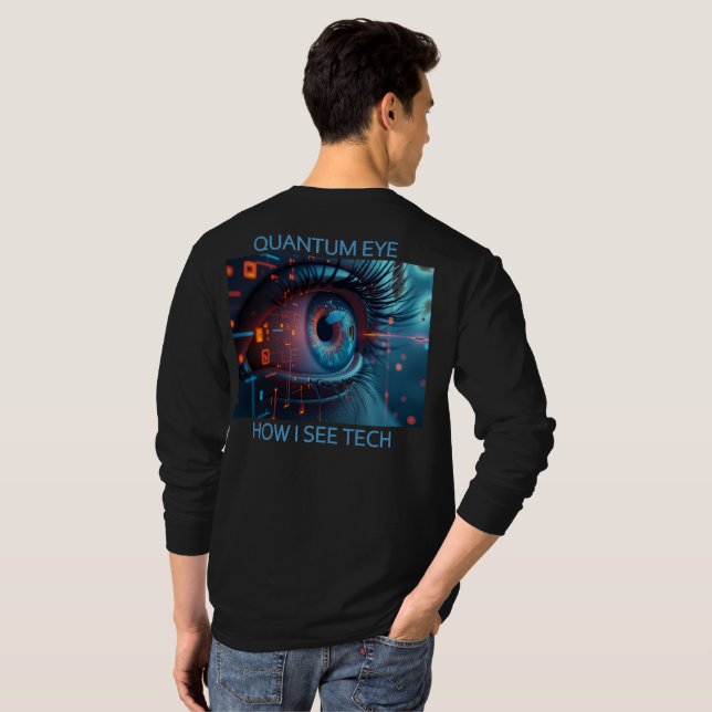 Quantum Eye Tech Männer schwarzes langärmeliges Sh T-Shirt (Schwarz voll)