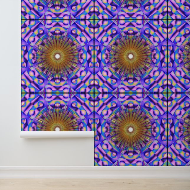 Quantum Farbige Florale Mandala-Kunstmuster  Tapete (Anwendung)