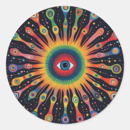 Quantum Helix Nebula Rainbow Black Runder Aufkleber