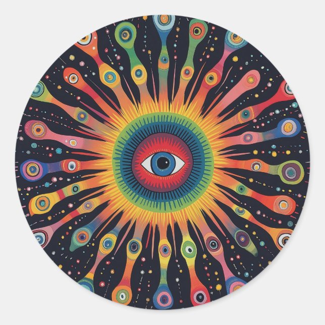 Quantum Helix Nebula Rainbow Black Runder Aufkleber (Vorderseite)