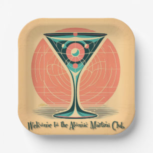 Quantum-Verschränkung Atomic Martini Club Cocktail Pappteller