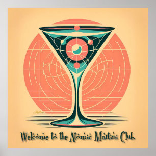 Quantum-Verschränkung Atomic Martini Club Cocktail Poster