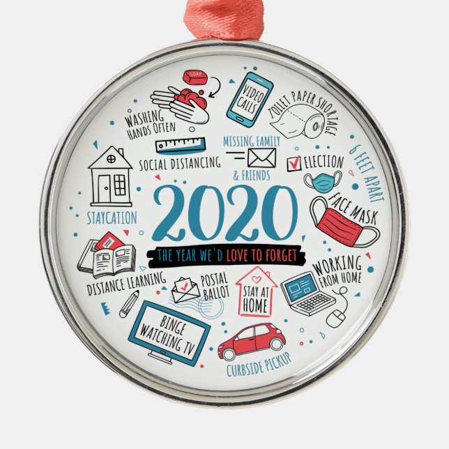 Quarantäne 2020 Weihnachten Ornament Aus Metall (Vorne)