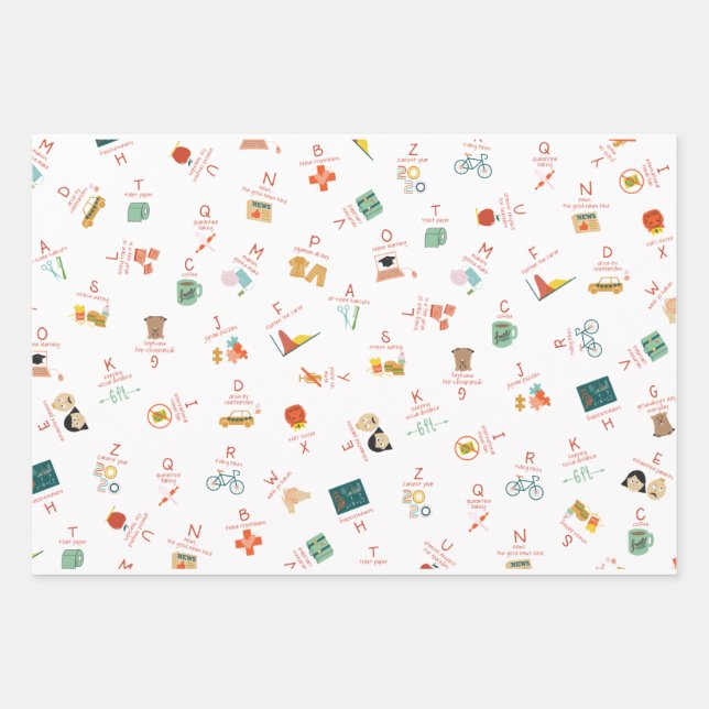 Quarantäne Alphabet Wrapping Sheet Geschenkpapier Set (Vorderseite)