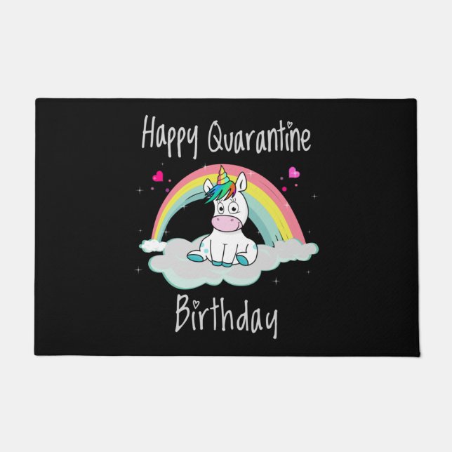 Quarantäne Birthday Unicorn Regenbogen Fußmatte (Vorderseite)