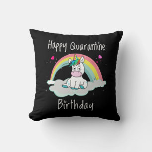 Quarantäne Birthday Unicorn Regenbogen Kissen