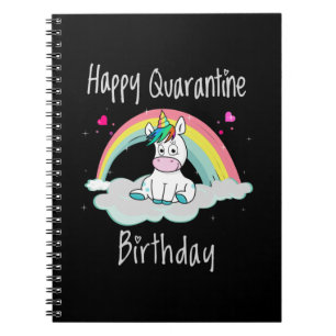 Quarantäne Birthday Unicorn Regenbogen Notizblock