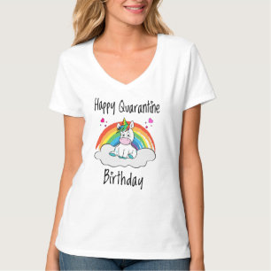 Quarantäne Birthday Unicorn Regenbogen T-Shirt