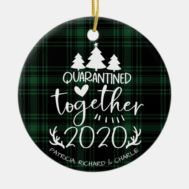 Quarantäne Gemeinsam Niedlich Covid Christmas Gree Keramik Ornament (Vorne)