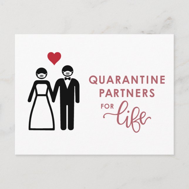 Quarantäne-Partner für das Leben | Rosa Ankündigungspostkarte (Vorderseite)
