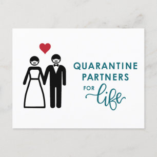 Quarantäne-Partner fürs Leben   Blau Ankündigungspostkarte