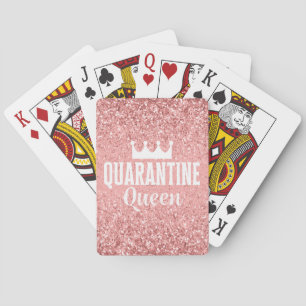 Quarantäne Queen - rosa Glitzer mit Krone Spielkarten