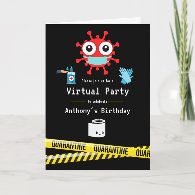 Quarantäne Virtual Birthday Party Einladung (Vorderseite)
