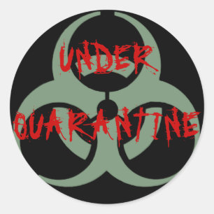 Quarantäneschrift Runder Aufkleber