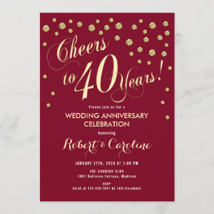 quarantième Invitation d'anniversaire de mariage -