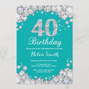 quarantième Invitation Teal d'anniversaire et