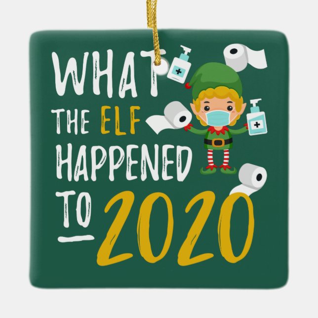 Quarantine 2020 Christmas Lockdown Elf Keramikornament (Vorderseite)
