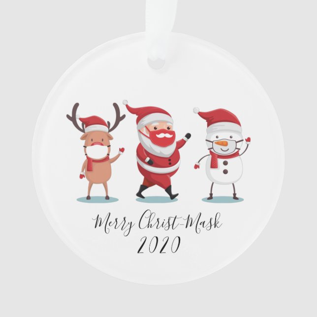 Quarantine 2020 Merry Christmask Script Weihnachte Ornament (Vorderseite)